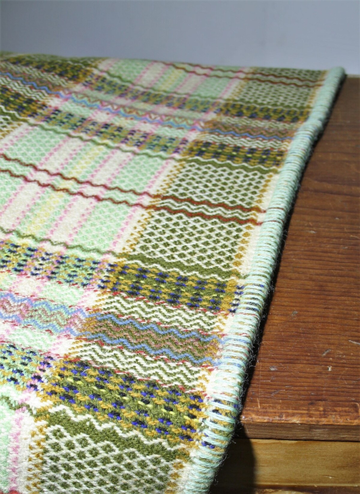 Welsh Wool Tapestry Blanket - Vibrant Green - Image 10