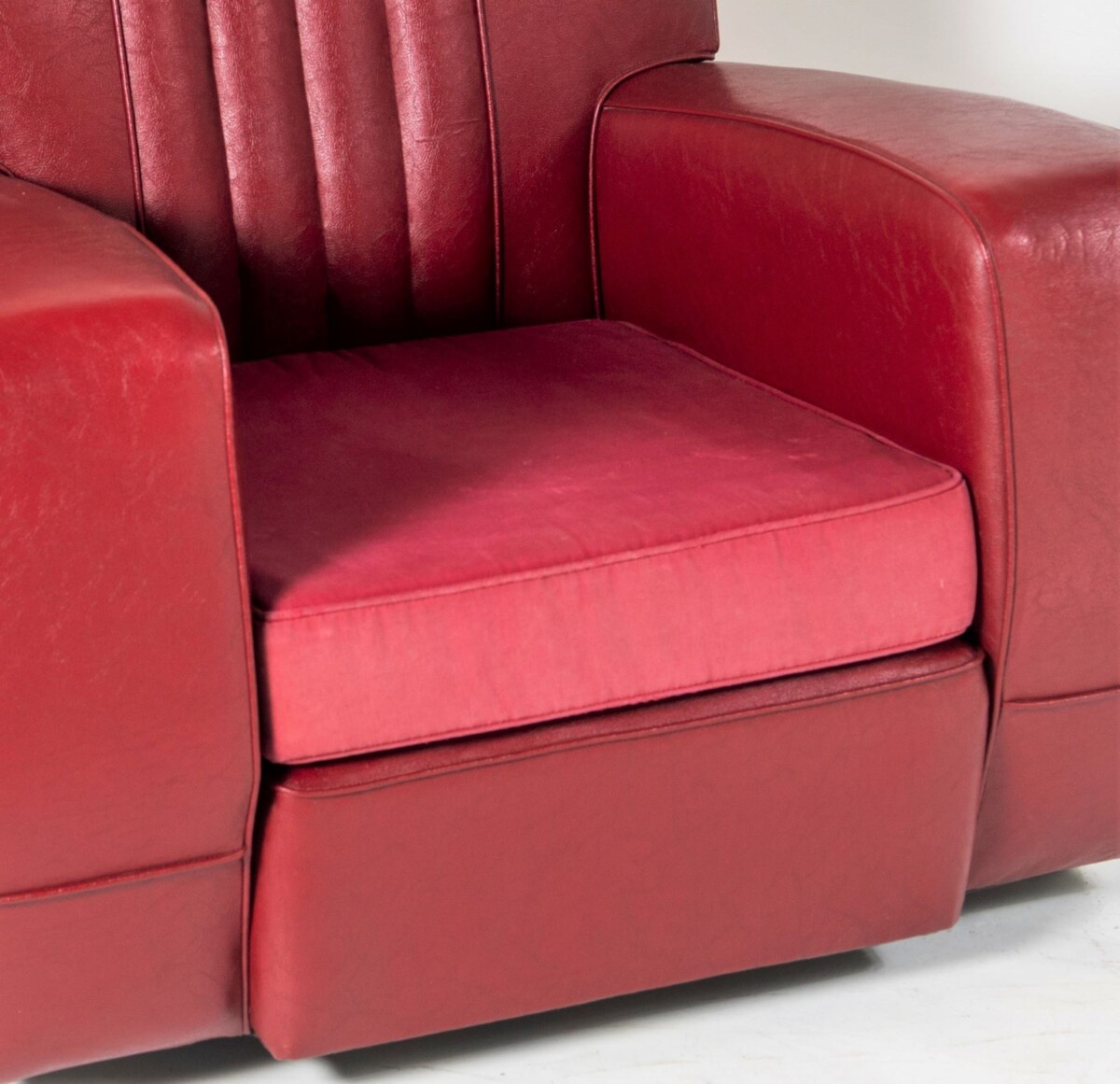 Art Deco Armchair in a classic Red Rexine - Image 10