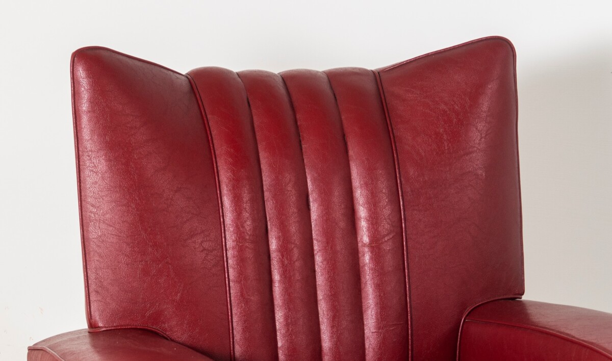 Art Deco Armchair in a classic Red Rexine - Image 6