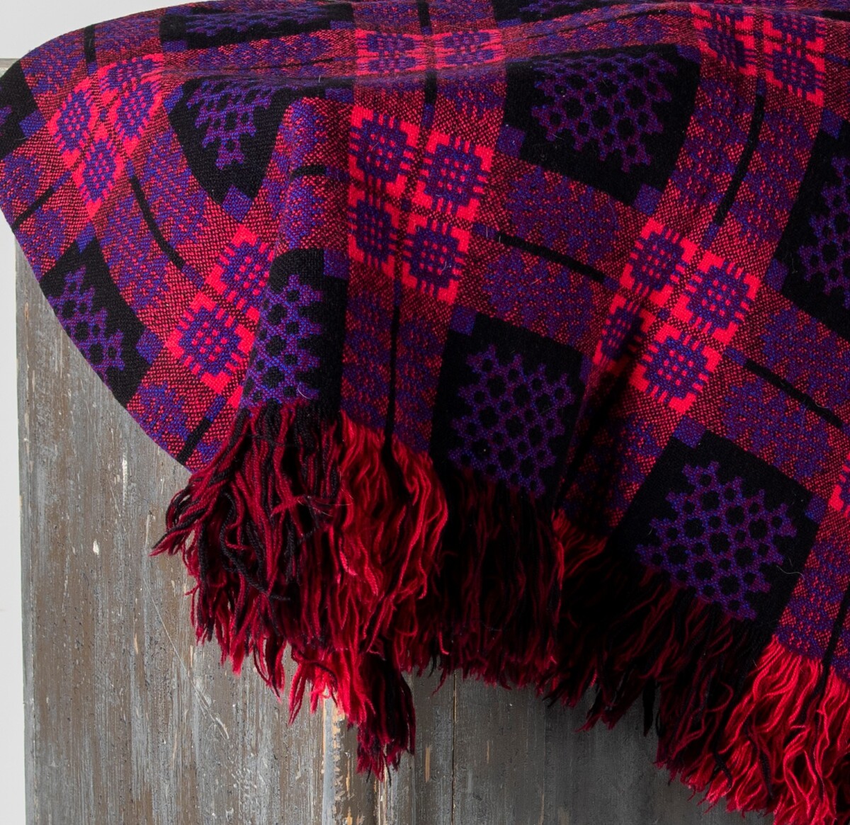 Welsh Wool Tapestry Blanket - Purple & Reds - Image 8