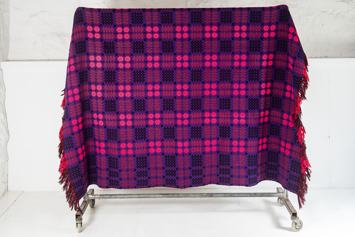 Welsh Wool Tapestry Blanket - Purple & Reds - Image 6