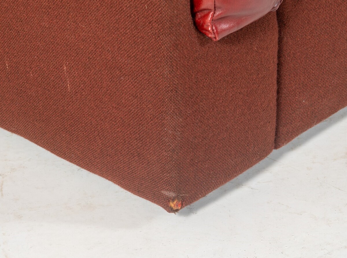 Mid Century 1970s Vintage Red Patchwork Leather Armchair by Gimson & Slater England - Image 7