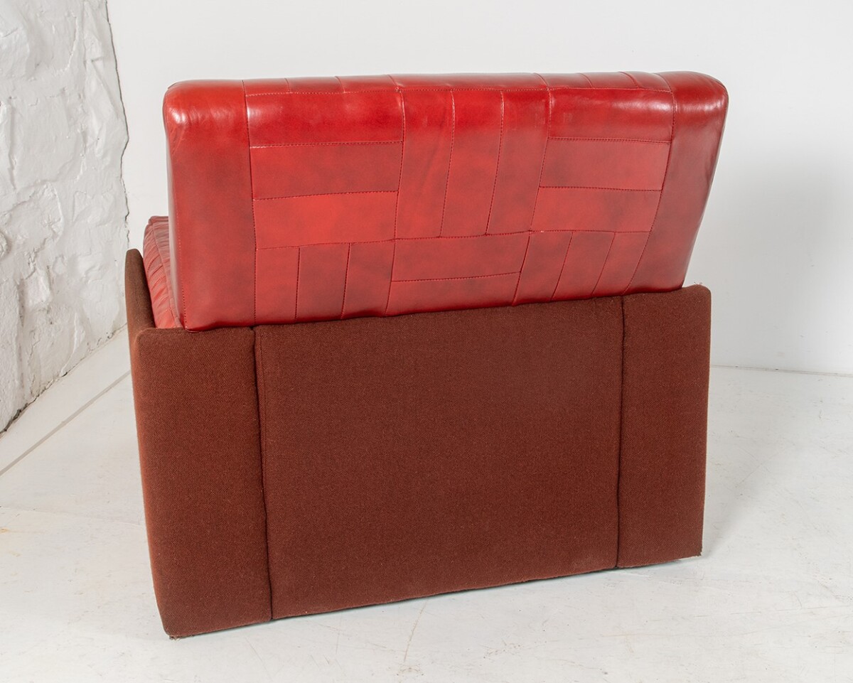 Mid Century 1970s Vintage Red Patchwork Leather Armchair by Gimson & Slater England - Image 9