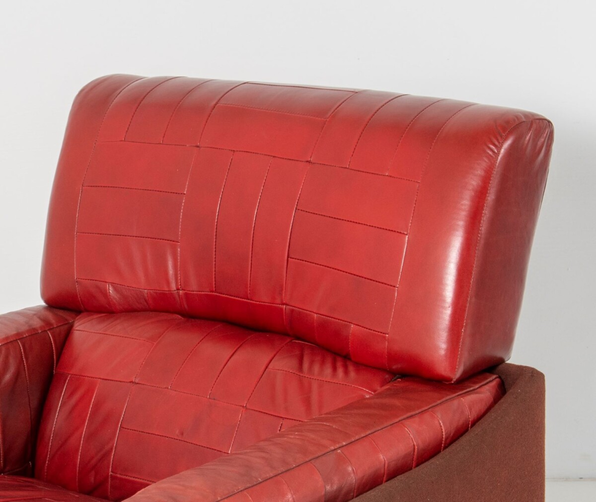 Mid Century 1970s Vintage Red Patchwork Leather Armchair by Gimson & Slater England - Image 3