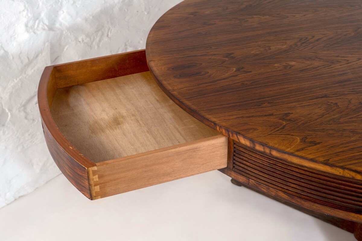 Superb Mid Century Rosewood Drum Centre Table by Robert Heritage | Large Round 6 person Dining Table - Image 14