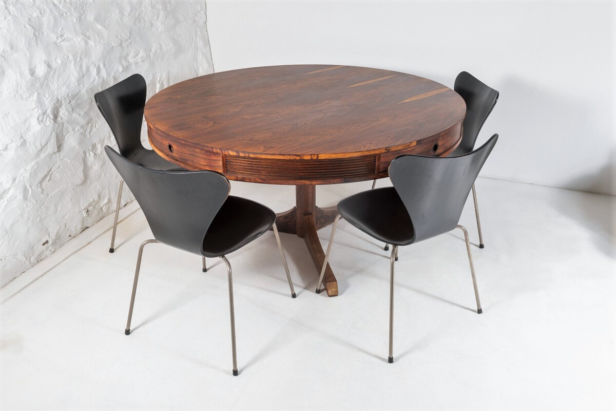 Superb Mid Century Rosewood Drum Centre Table by Robert Heritage | Large Round 6 person Dining Table - Image 12