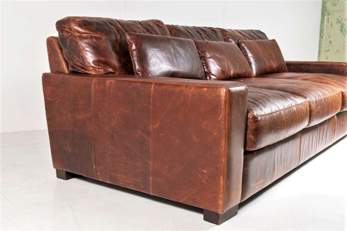 roche bobois leather cream sectional sofa