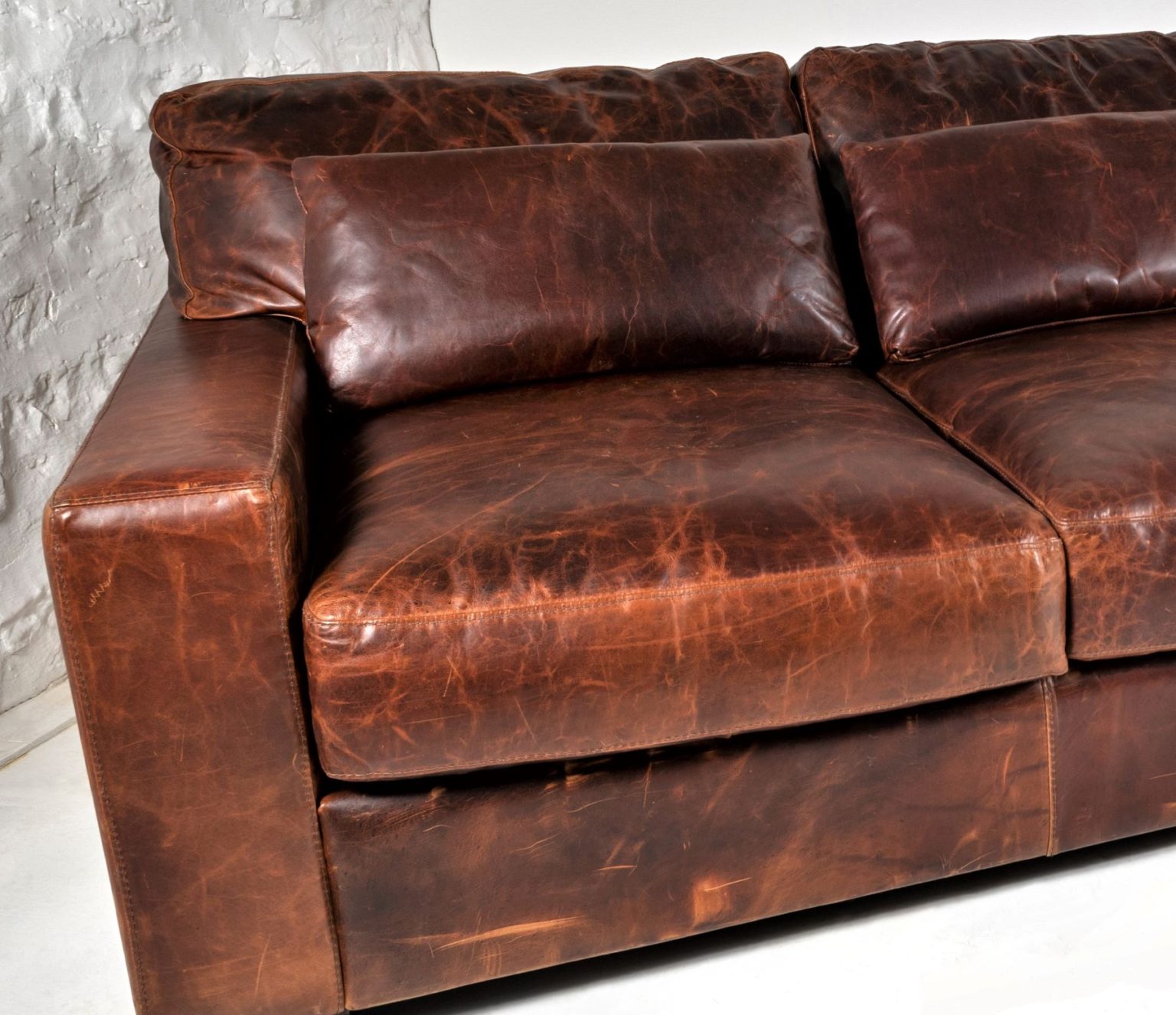 An Exceptional Oversized Roche Bobois Designer Brown Leather Sofa ...