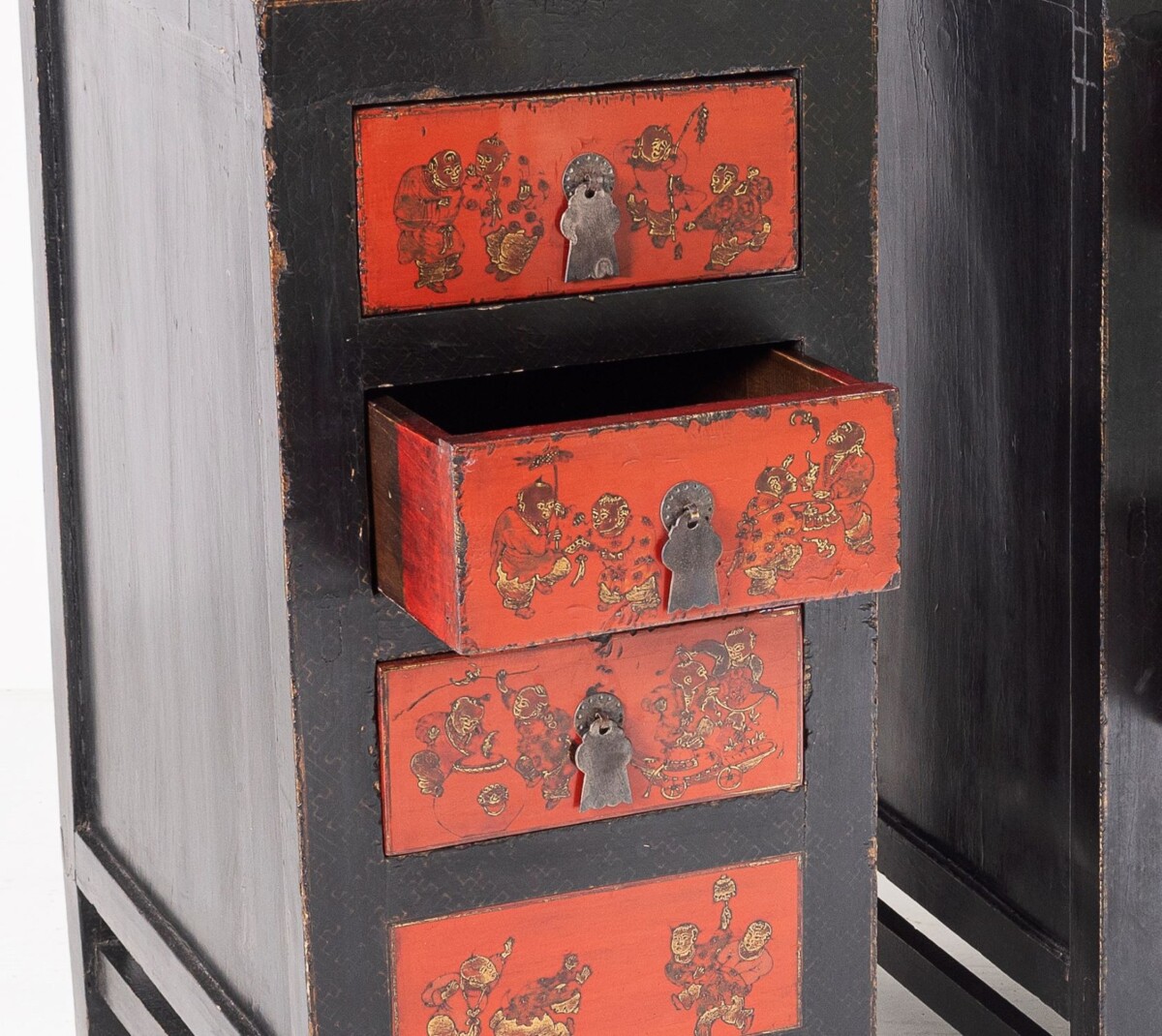 A Pair of Black Lacquered Japanned Chinoiserie Bedside Chest of Drawers | Nightstands - Image 6