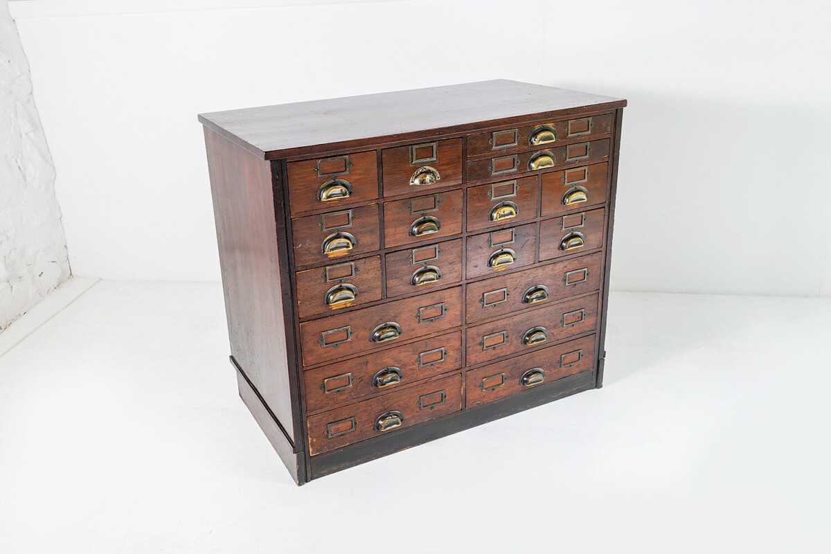 Original Bank Of Drawers Shop Haberdashery 18 Drawer Storage Cupboard with Shelves