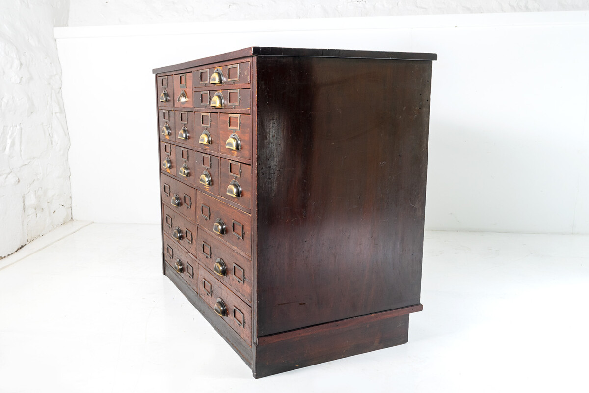 Original Bank Of Drawers Shop Haberdashery 18 Drawer Storage Cupboard with Shelves - Image 14