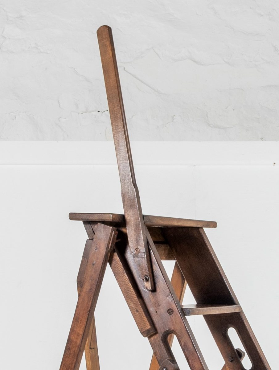 A Beautiful Early 20th Century French Oak Library Steps Wooden Folding Step Ladder Greencore