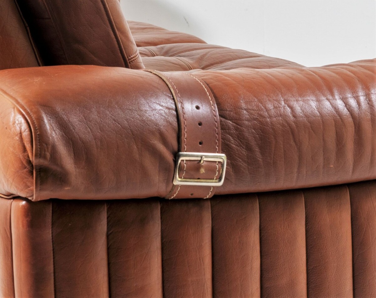 1970s Danish Tan Cognac Leather three Seater Sofa | Mid Century Svend Skipper | 3 person - Image 3