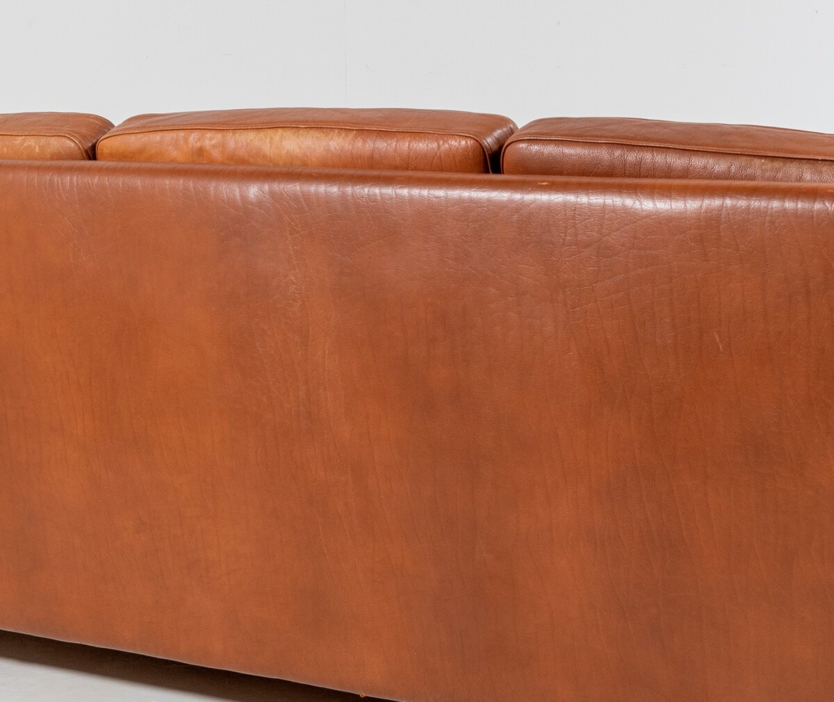 1970s Danish Tan Cognac Leather three Seater Sofa | Mid Century Svend Skipper | 3 person - Image 14