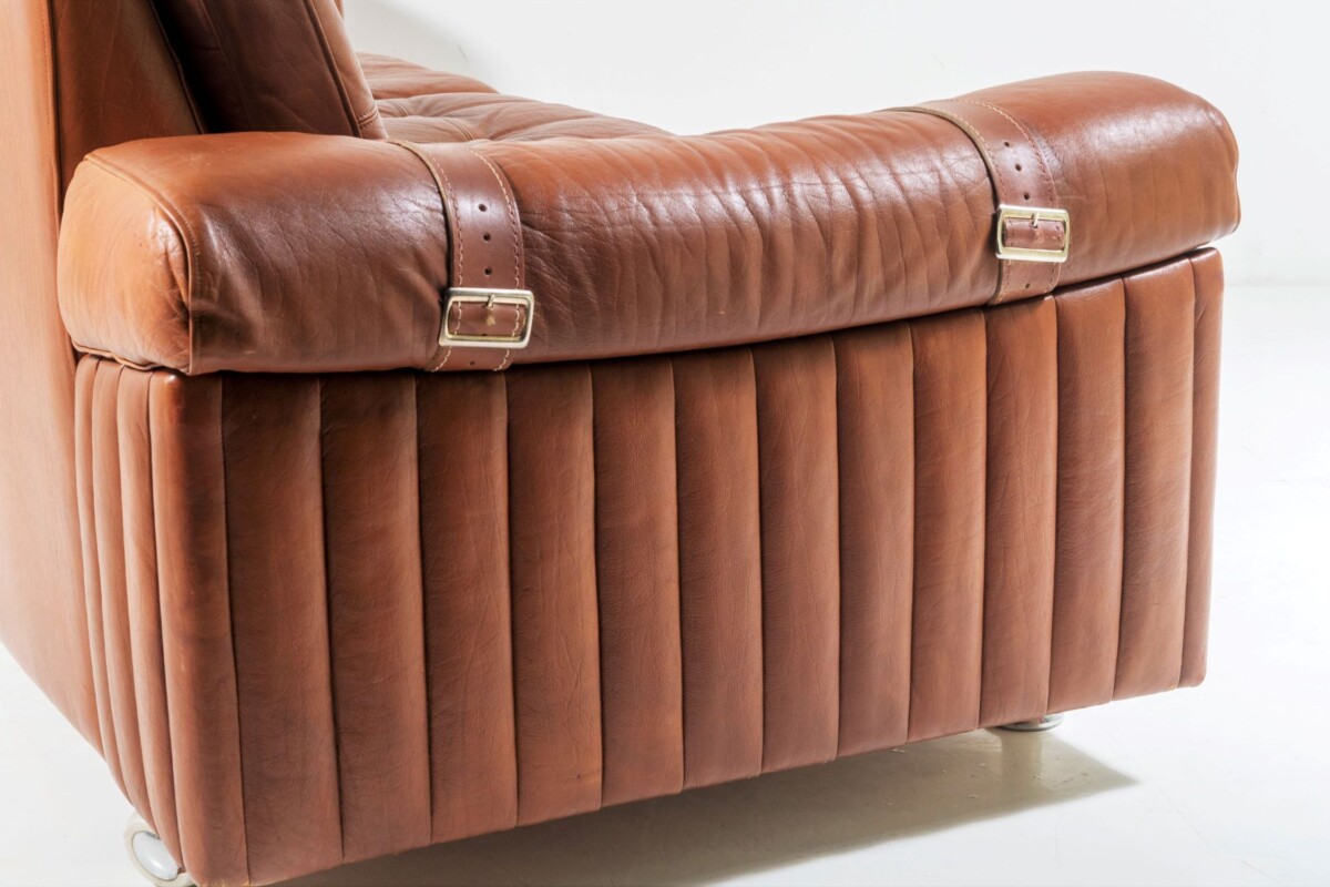 1970s Danish Tan Cognac Leather three Seater Sofa | Mid Century Svend Skipper | 3 person - Image 6