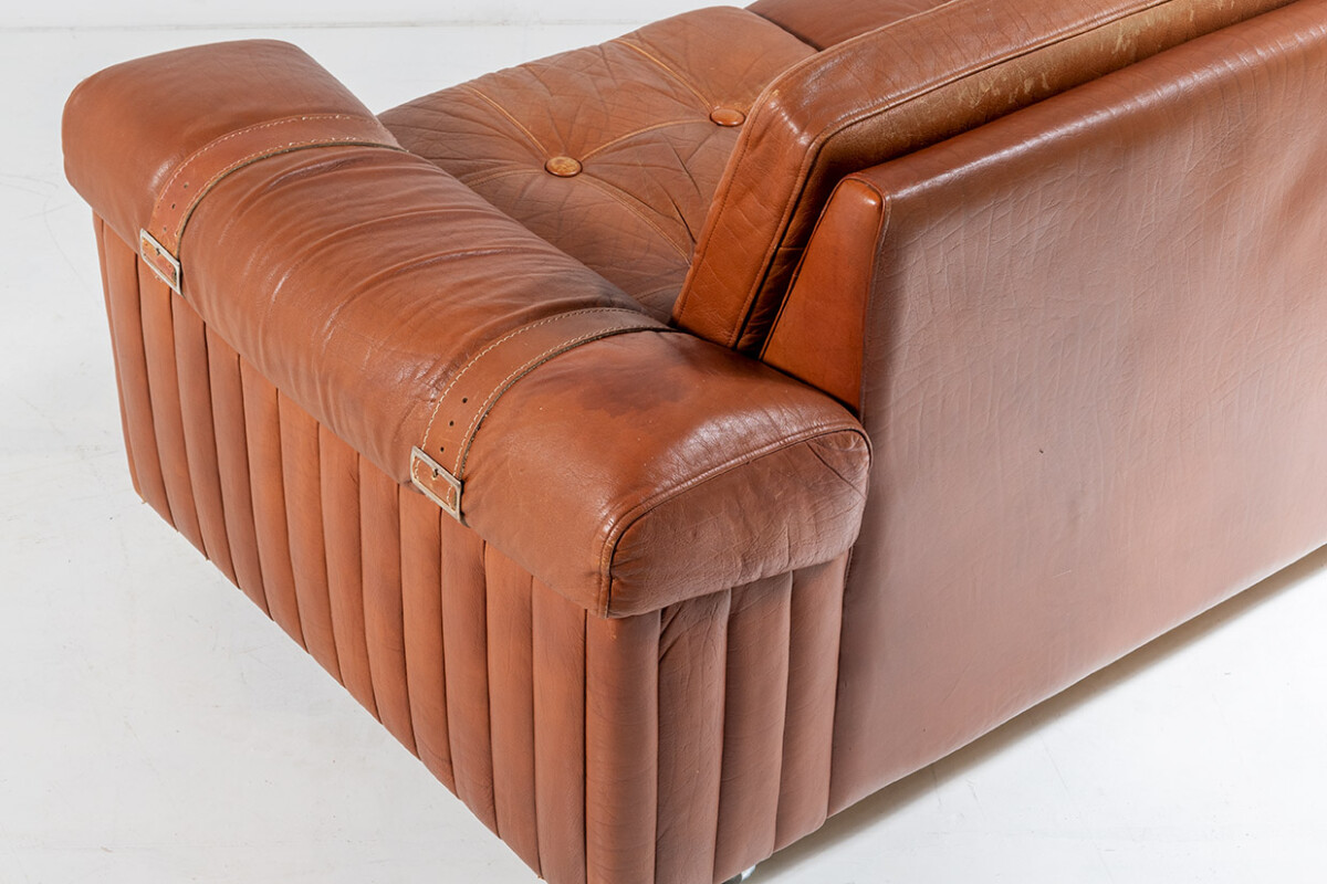 1970s Danish Tan Cognac Leather three Seater Sofa | Mid Century Svend Skipper | 3 person - Image 2