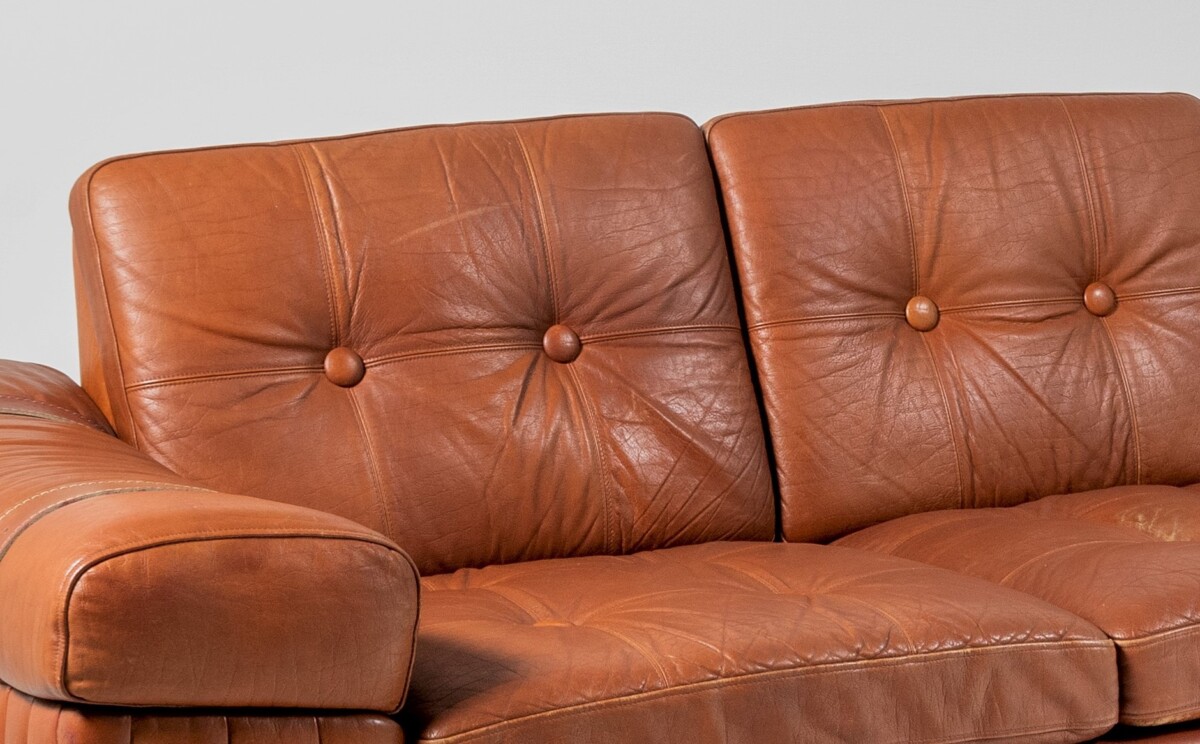 1970s Danish Tan Cognac Leather three Seater Sofa | Mid Century Svend Skipper | 3 person - Image 5