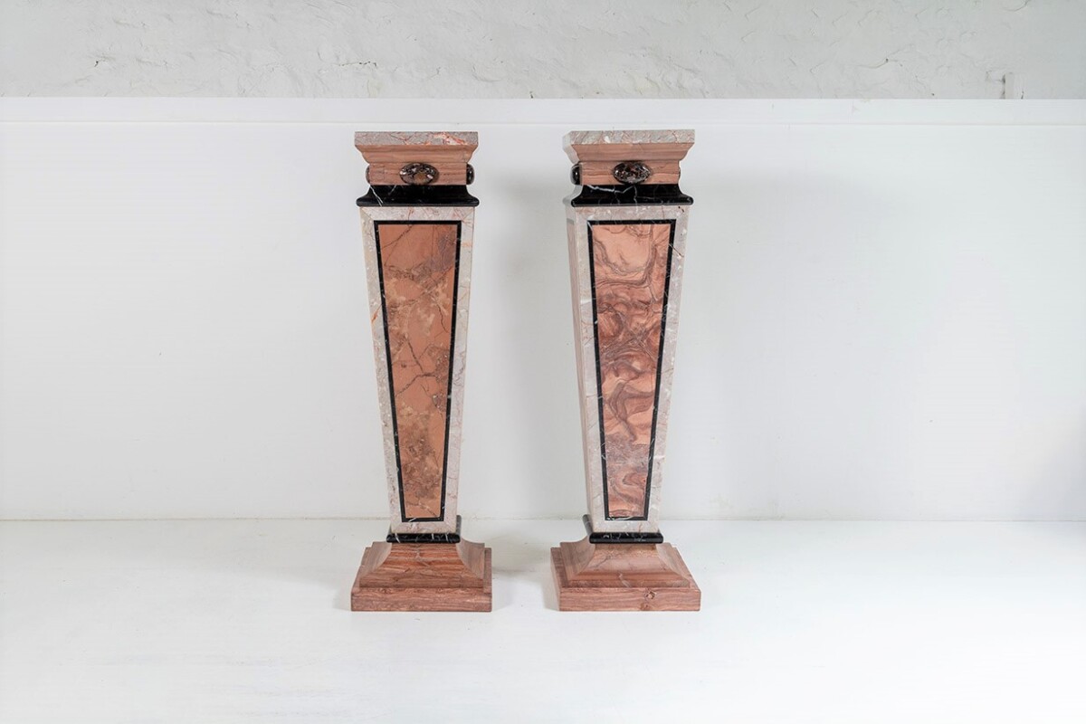 An exquisite Pair of Pink Marble Pedestal Plinths | Early 20th Century French marble - Image 11