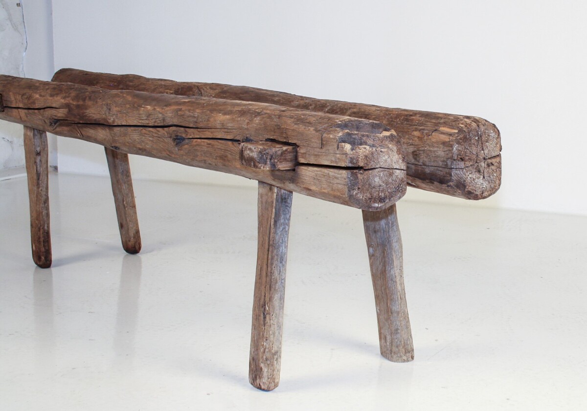 Primitive 19th Century Elm Wabi-Sabi Wheel Makers | Pig Bench Seat 5ft - Image 19