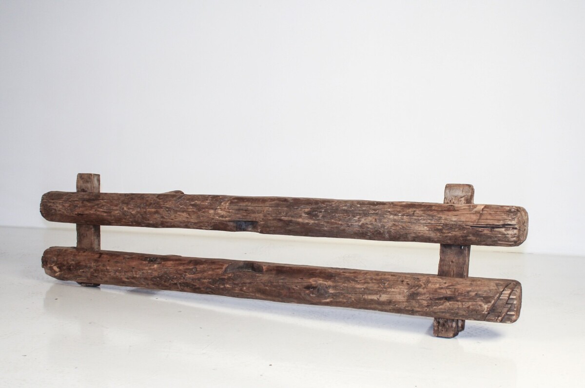 Primitive 19th Century Elm Wabi-Sabi Wheel Makers | Pig Bench Seat 5ft - Image 14