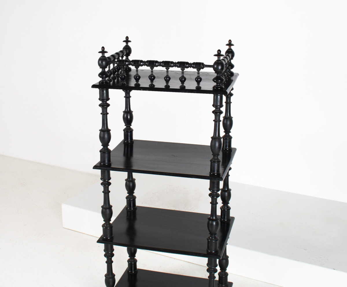 19th Century Ebonised Whatnot Shelf Unit with Gallery Top - Image 5