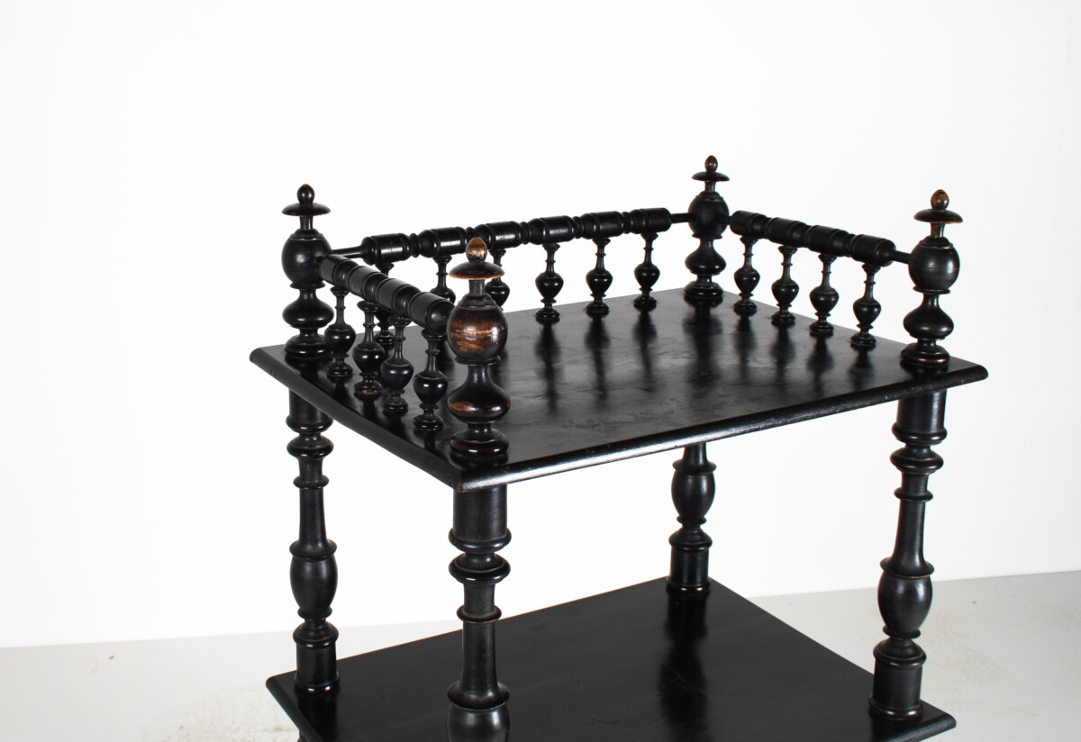 19th Century Ebonised Whatnot Shelf Unit with Gallery Top - Image 14