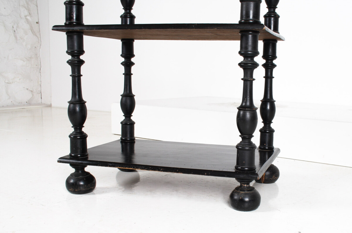 19th Century Ebonised Whatnot Shelf Unit with Gallery Top - Image 11