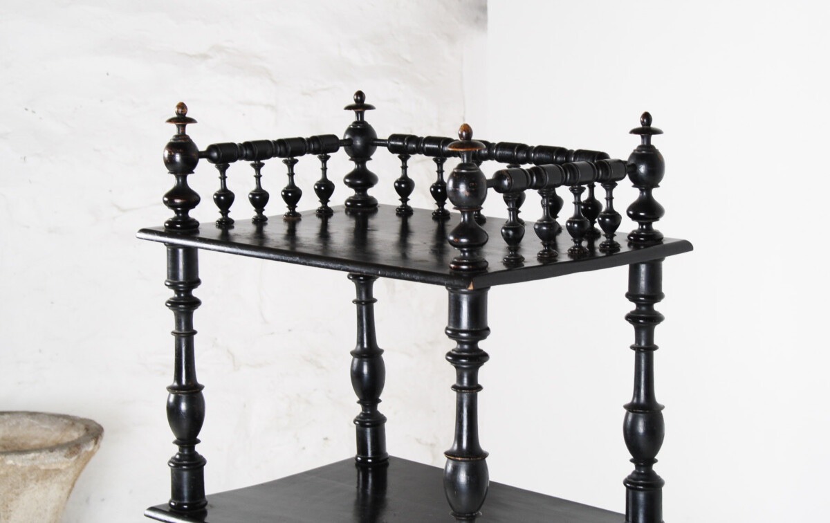 19th Century Ebonised Whatnot Shelf Unit with Gallery Top - Image 10