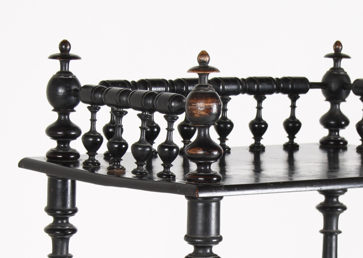 19th Century Ebonised Whatnot Shelf Unit with Gallery Top - Image 2