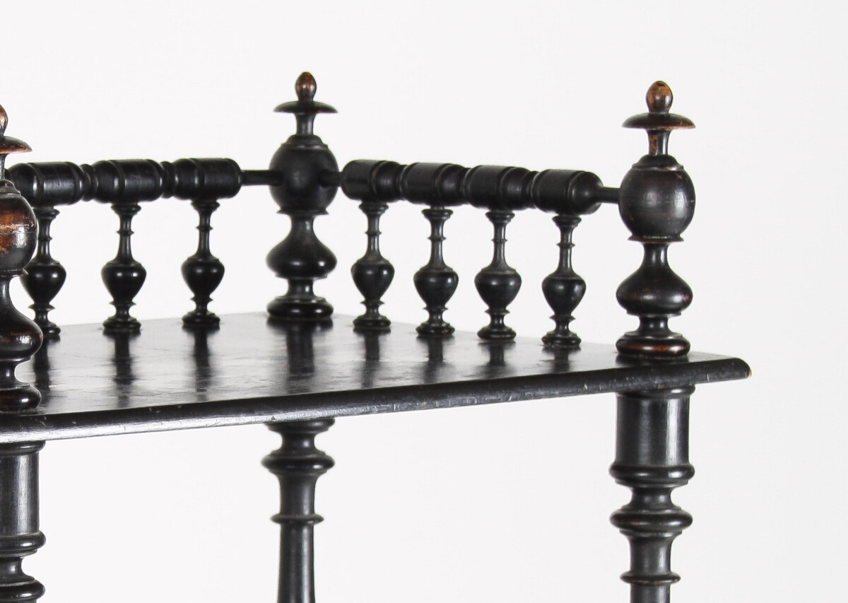 19th Century Ebonised Whatnot Shelf Unit with Gallery Top - Image 9