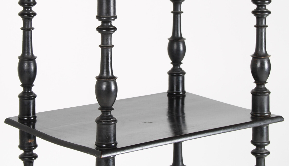 19th Century Ebonised Whatnot Shelf Unit with Gallery Top - Image 8