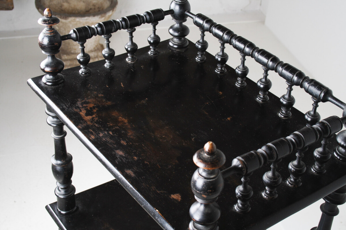 19th Century Ebonised Whatnot Shelf Unit with Gallery Top - Image 12