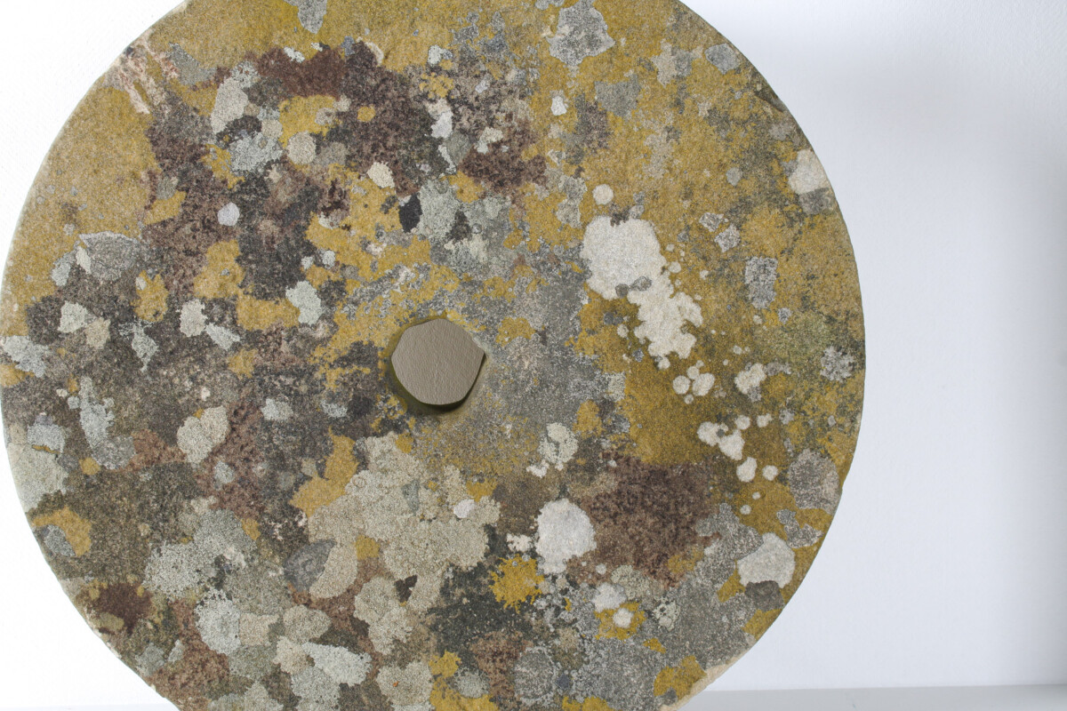 Antique Yorkstone Mill Wheel or Grinding Stone with Weathered Patina and Lichen - Image 7