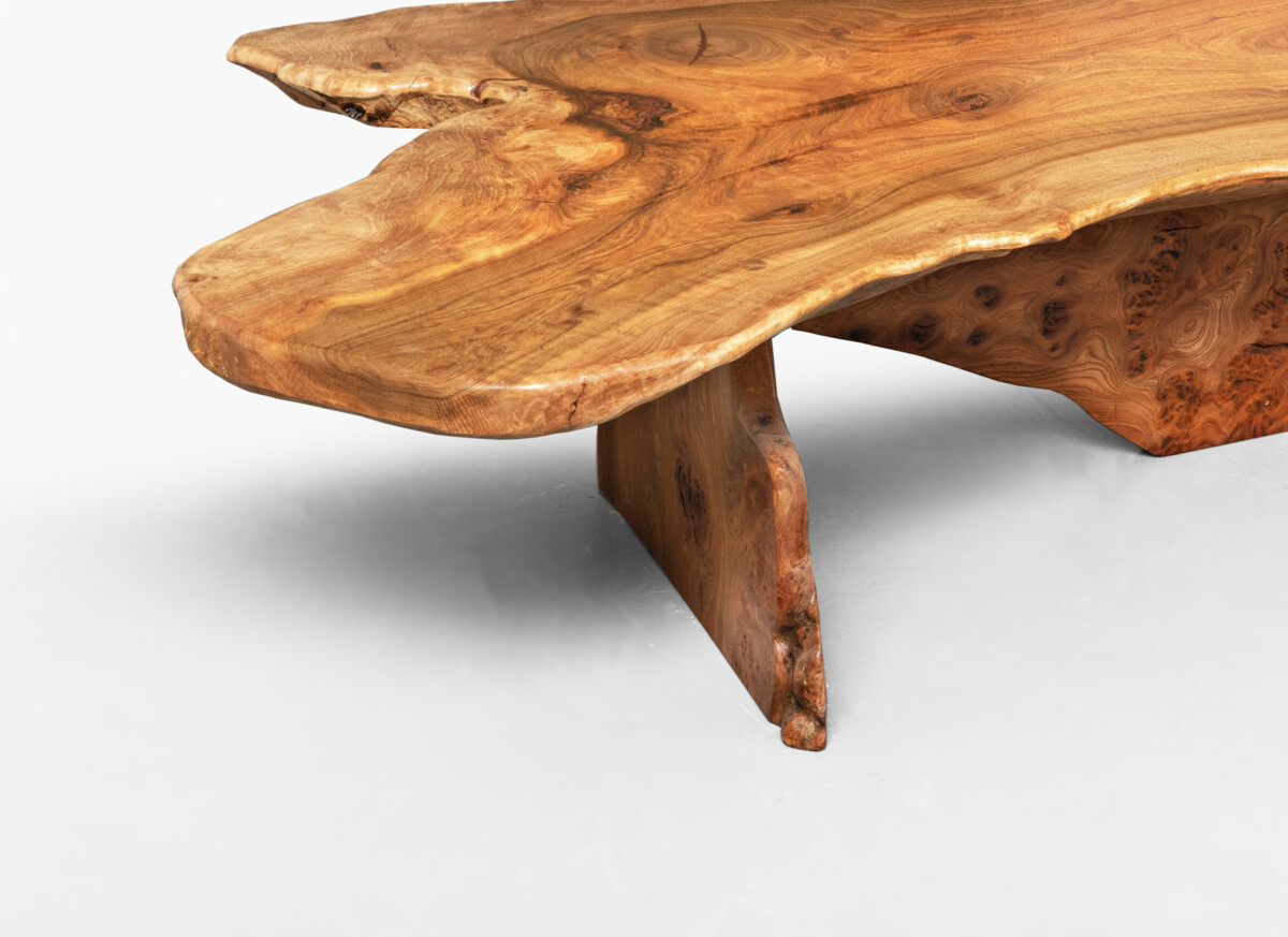 Large Solid Walnut Live Edge Coffee Table with Burr Grain Detail - Image 10