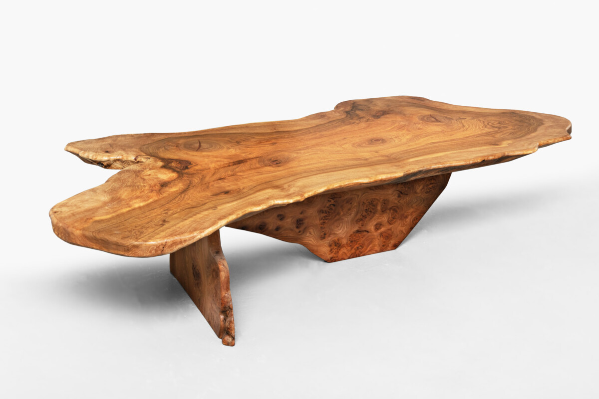 Large Solid Walnut Live Edge Coffee Table with Burr Grain Detail - Image 9