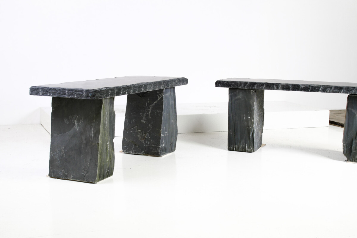 Pair of Natural Stone Garden Bench Seats - Riven Welsh Slate - Image 4