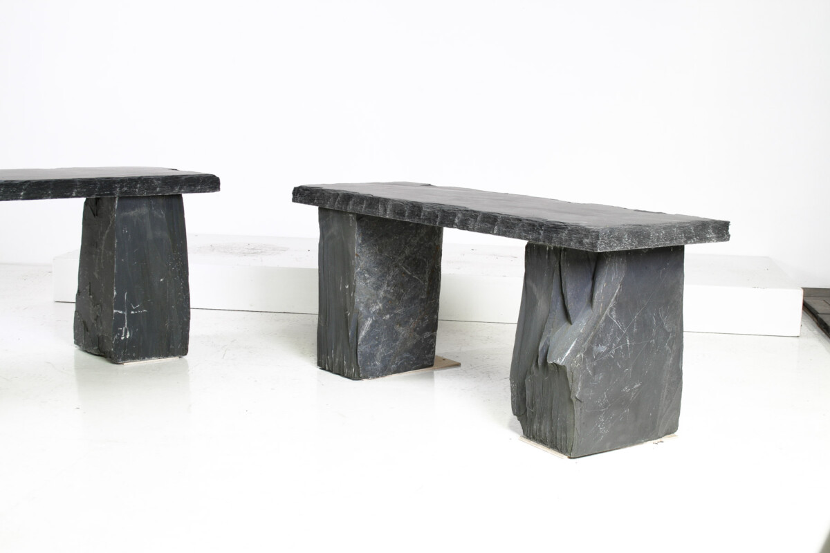 Pair of Natural Stone Garden Bench Seats - Riven Welsh Slate - Image 10