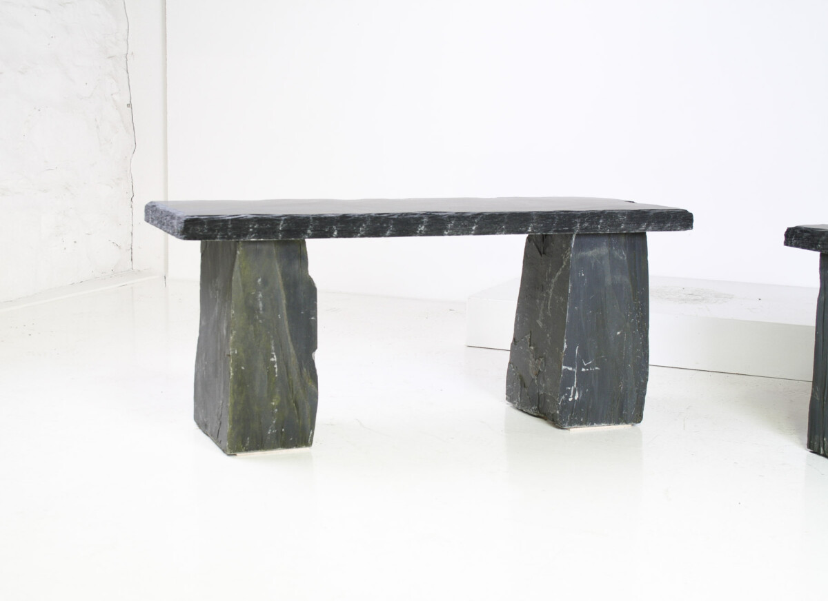 Pair of Natural Stone Garden Bench Seats - Riven Welsh Slate - Image 5