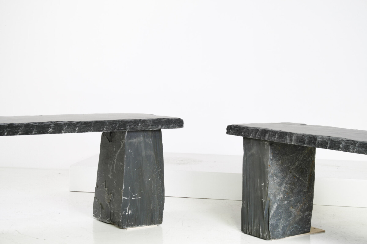 Pair of Natural Stone Garden Bench Seats - Riven Welsh Slate - Image 9