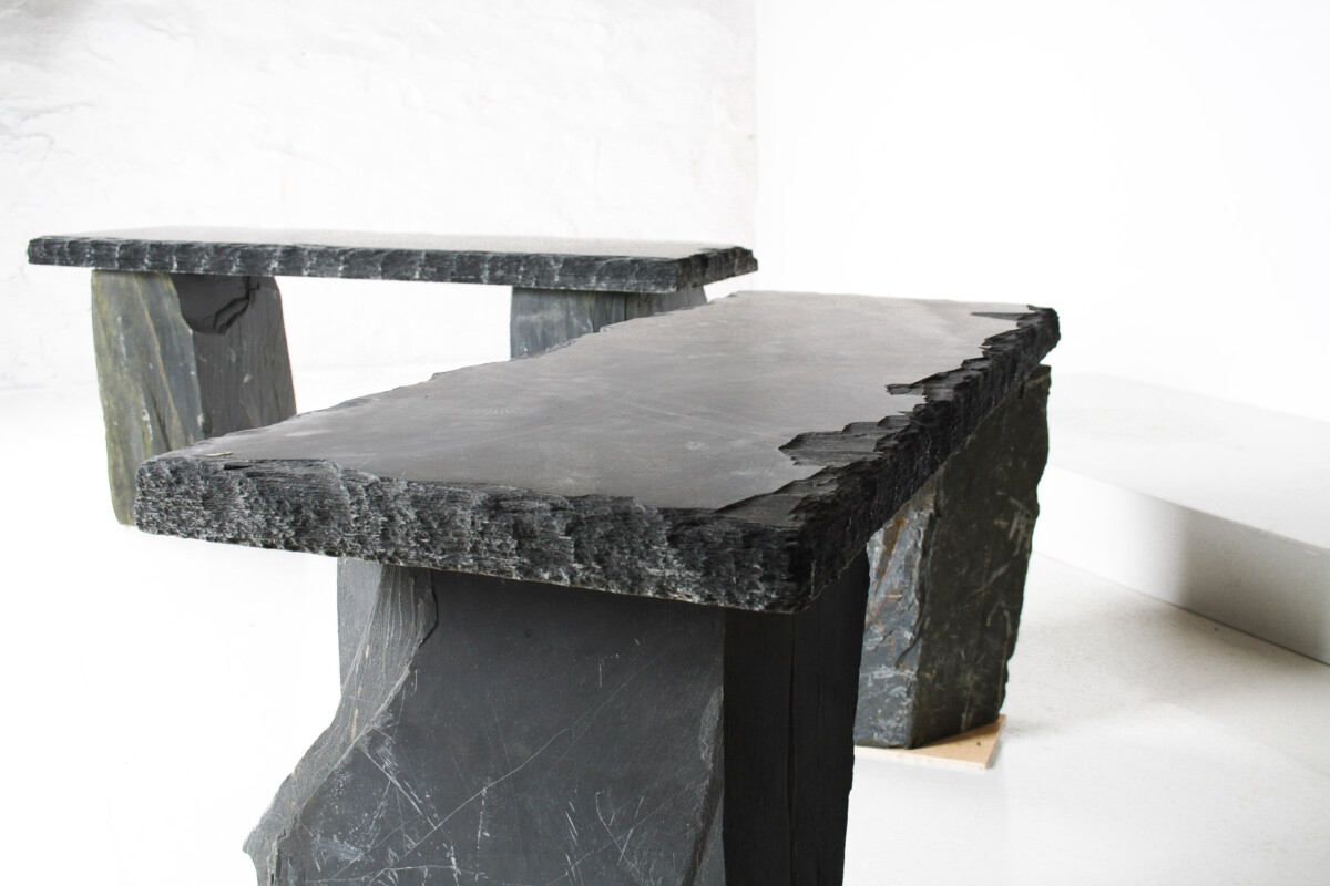 Pair of Natural Stone Garden Bench Seats - Riven Welsh Slate - Image 12