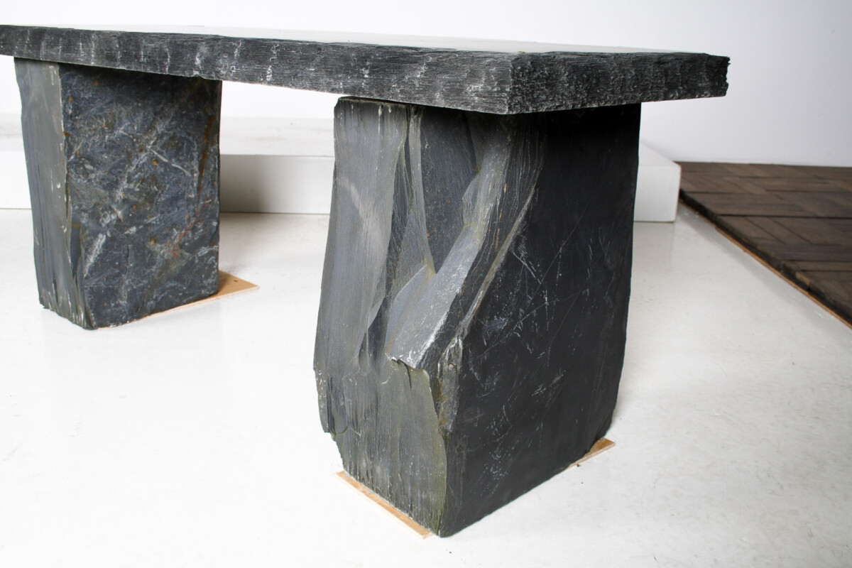 Pair of Natural Stone Garden Bench Seats - Riven Welsh Slate - Image 2