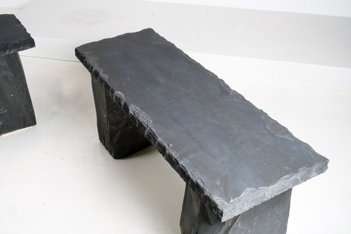 Pair of Natural Stone Garden Bench Seats - Riven Welsh Slate - Image 8