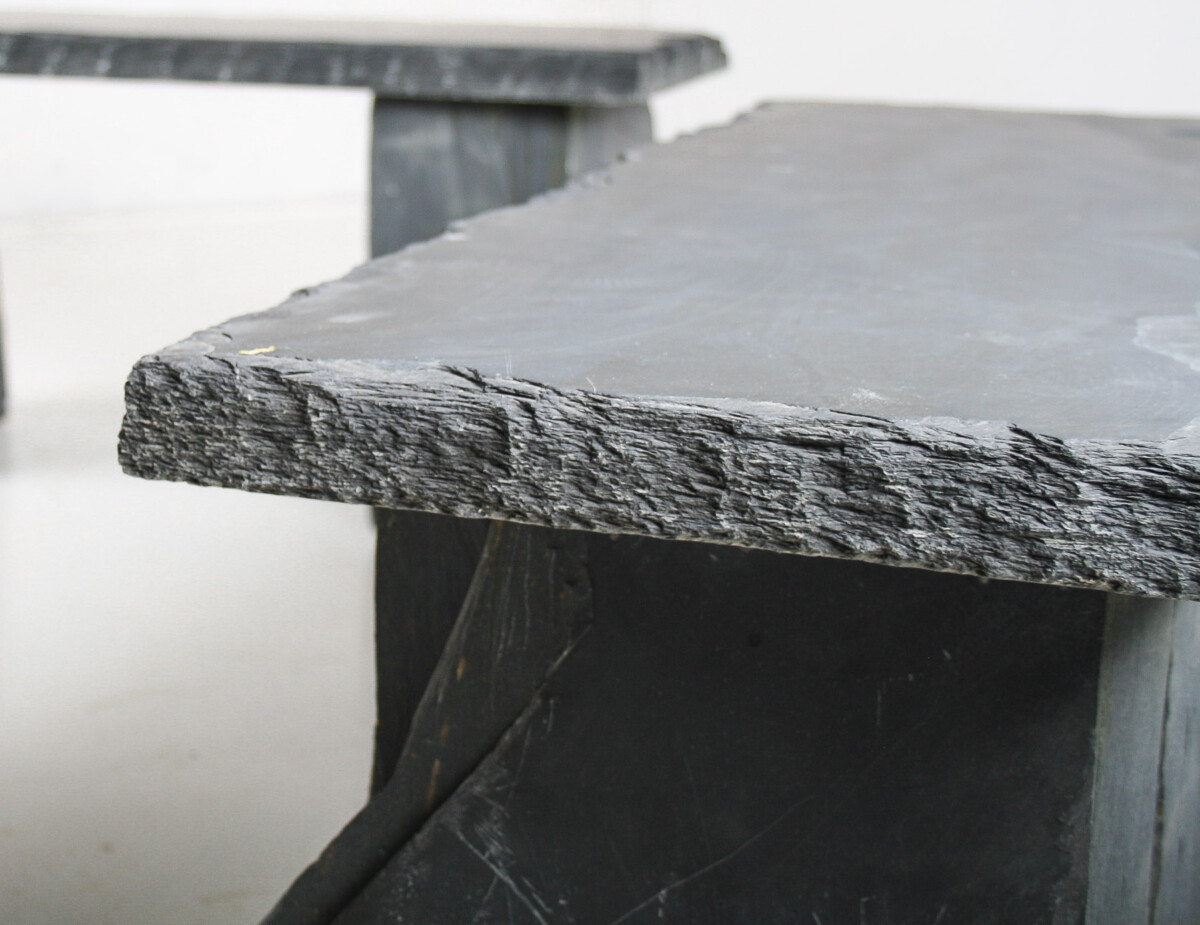 Pair of Natural Stone Garden Bench Seats - Riven Welsh Slate - Image 13