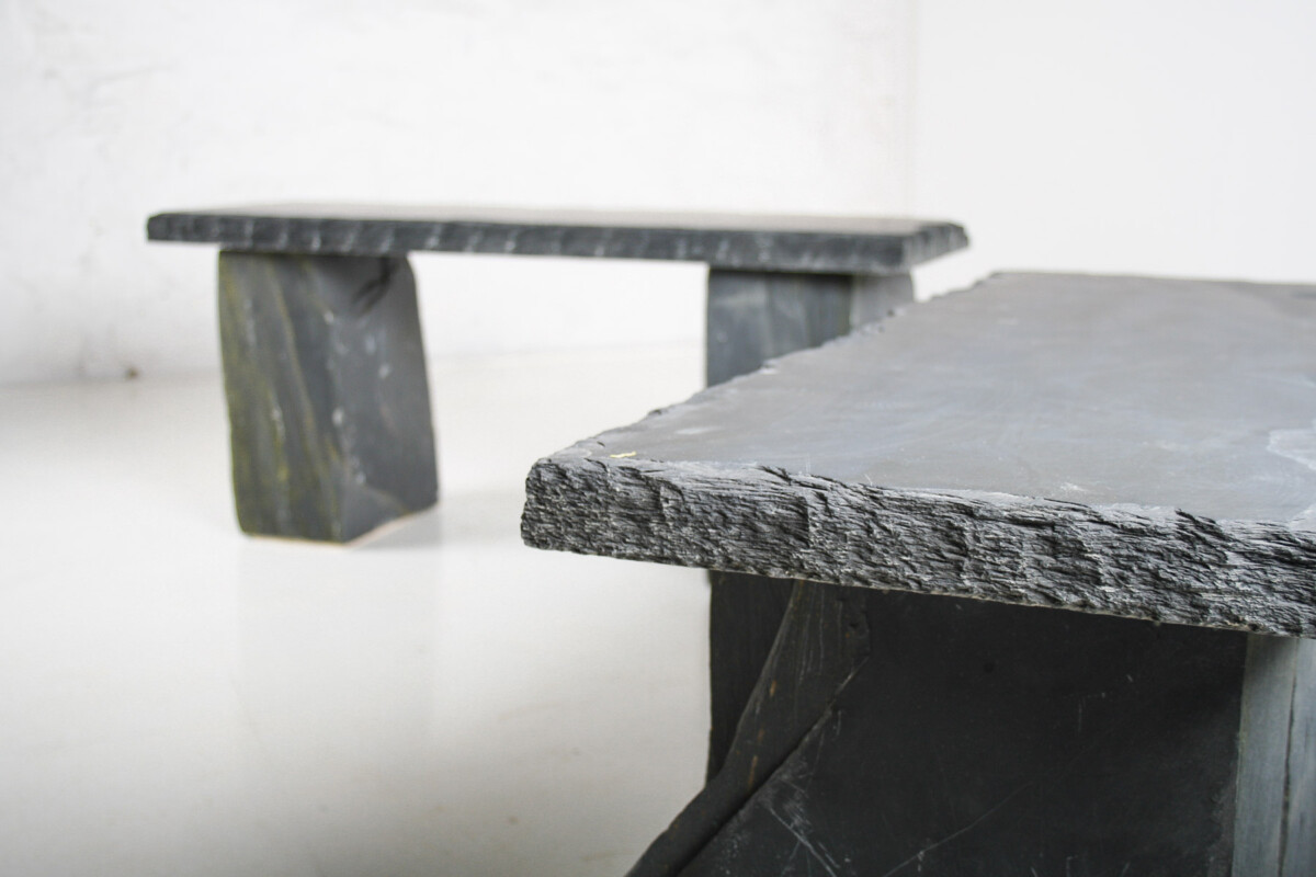 Pair of Natural Stone Garden Bench Seats - Riven Welsh Slate - Image 15