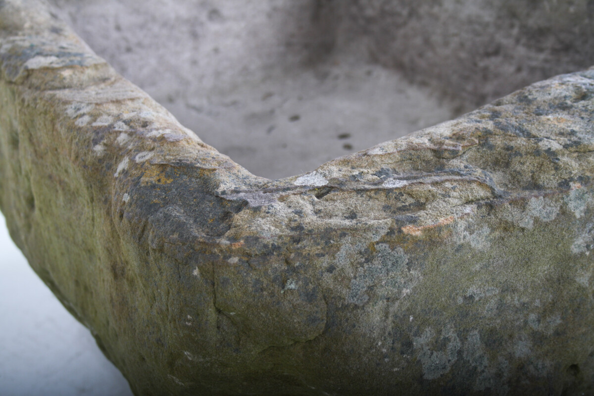 A Primitive Pair of Stone Trough Garden Planters with Weathered Patina - Image 14