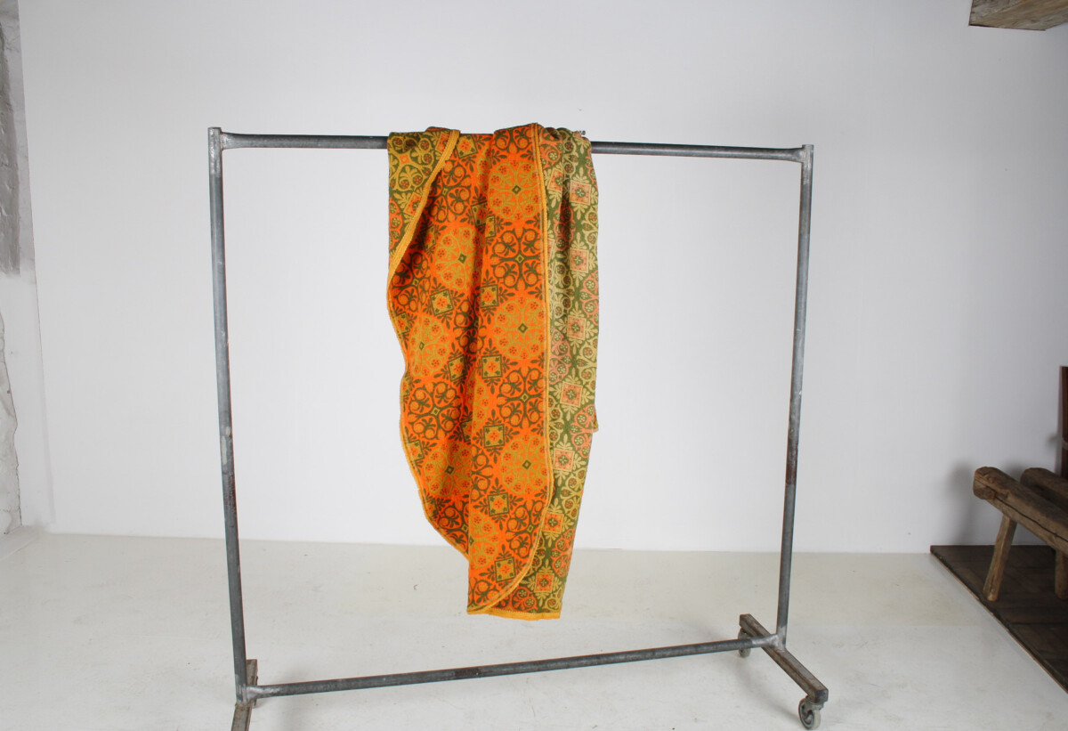 A Vibrant Vintage 1960s Mid-Century Boho Wool Blanket Throw in Pumpkin Orange - Image 8