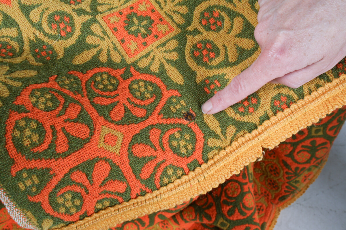 A Vibrant Vintage 1960s Mid-Century Boho Wool Blanket Throw in Pumpkin Orange - Image 13