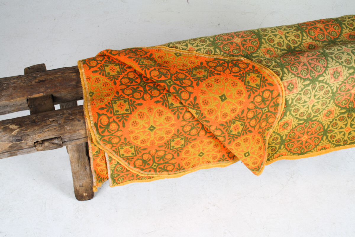 A Vibrant Vintage 1960s Mid-Century Boho Wool Blanket Throw in Pumpkin Orange - Image 10