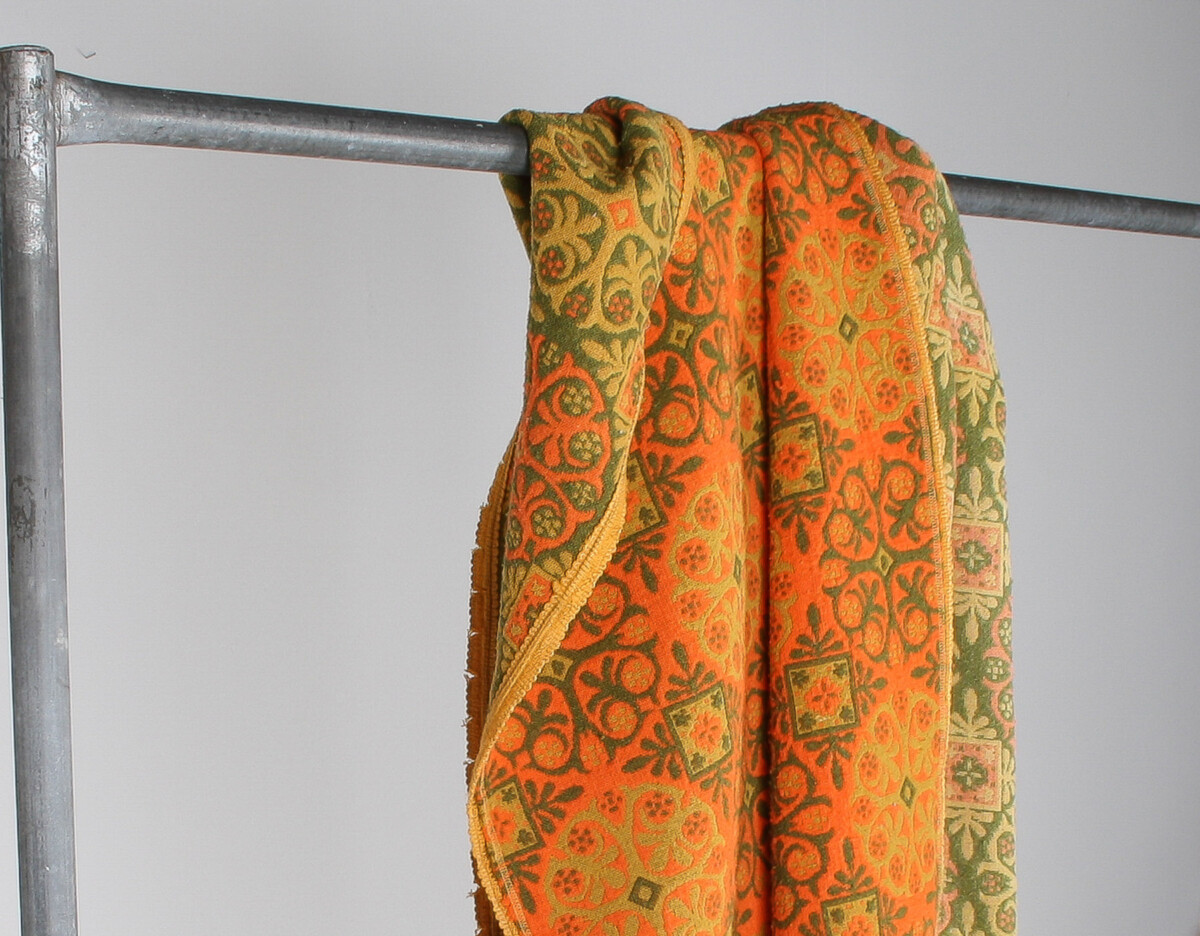 A Vibrant Vintage 1960s Mid-Century Boho Wool Blanket Throw in Pumpkin Orange - Image 5