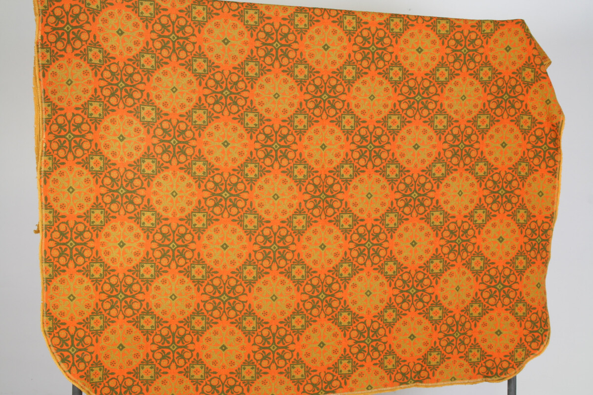 A Vibrant Vintage 1960s Mid-Century Boho Wool Blanket Throw in Pumpkin Orange - Image 4